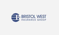 Image Has A White Background With Blue Letters That Says Bristol West Insurance Group