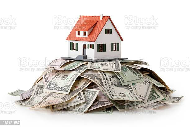 Image Shows Home Sitting On Cash
