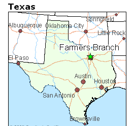 Image Shows Map Starring Farmers Branch, Texas