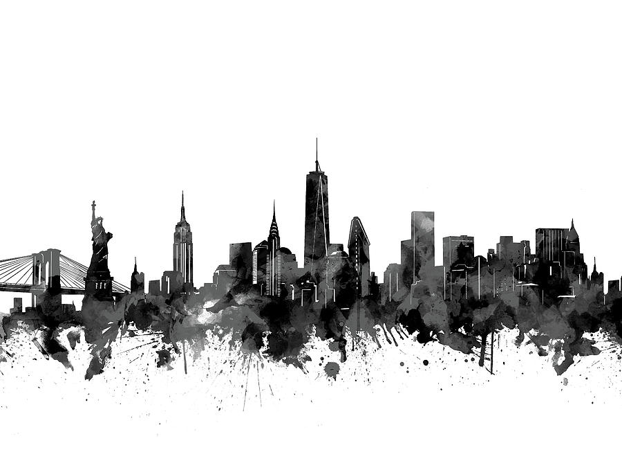 New York Skyline Black And White Bekim Art